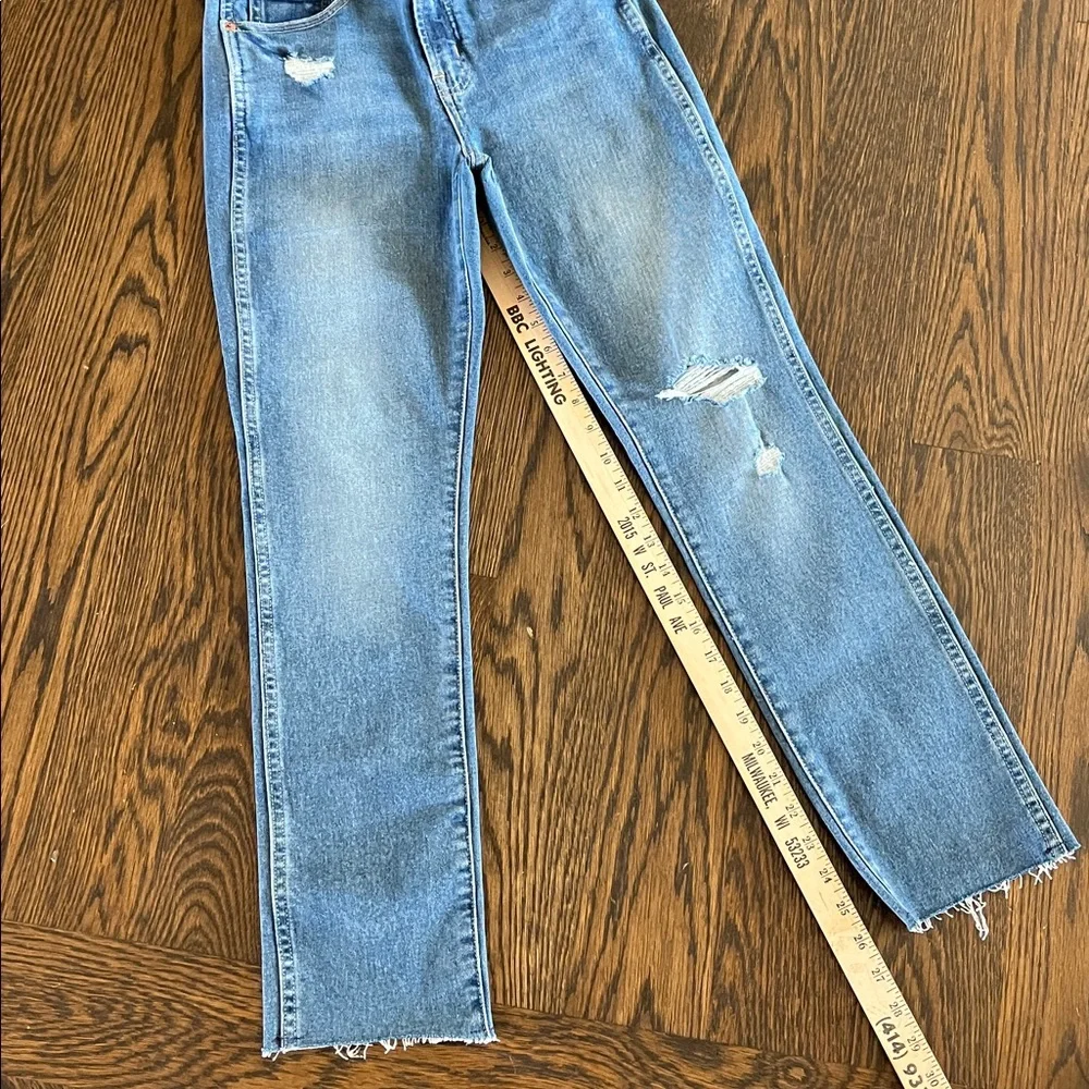 NEW GAP 27 4R Mid Rise Vintage Slim Jeans in Light Blue stretch raw edge - Picture 2 of 9